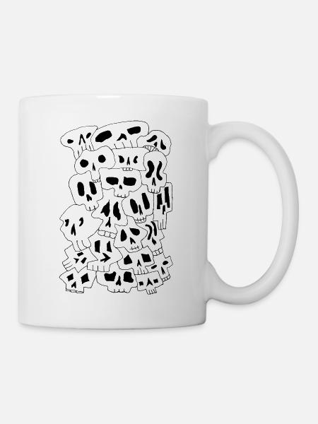 Skulls (Black Outlines) - Tasse - Weiß