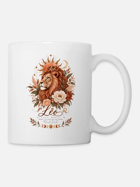 Leo Zodiac Terracotta Botanische Astrologie - Tasse - Weiß