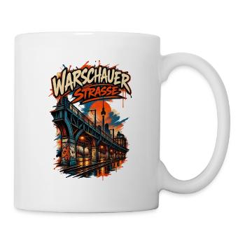 Warschauer Straße Berlin – Urbanes Kiezmotiv - Tasse - Weiß - Rechts