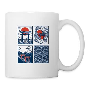 Japan Torii Koi Fuji Line Art - Tasse - Weiß - Rechts