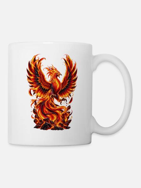 Feuerphönix – Flammenvogel - Tasse - Weiß