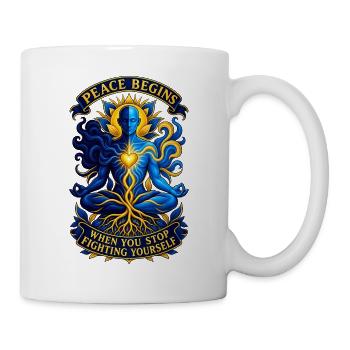Peace Begins When You Stop Fighting Yourself - Tasse - Weiß - Rechts