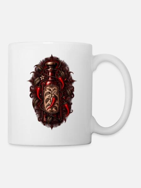 Vintagestil Flaschenpflanze Chili - Tasse - Weiß