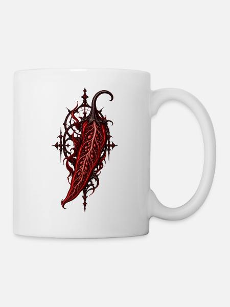 Roter Dornbluete Gothic Botanik - Tasse - Weiß