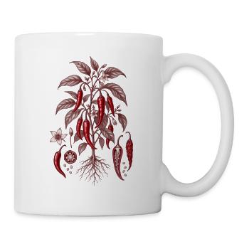 Chili-Pflanzen: Feuerroter Botanischer Stil - Tasse - Weiß - Rechts