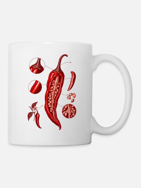 Anatomische Chili-Illustration in Rot - Tasse - Weiß