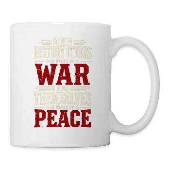 Antikriegs-Typografieplakat in Distressed Beige Rot - Tasse - Weiß - Rechts