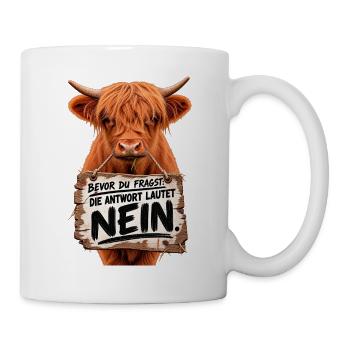 Bevor du fragst - Highland - Tasse - Weiß - Rechts