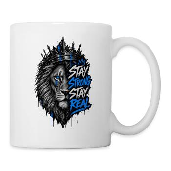 Löwen-Graffiti-Krone: Bleib stark, bleib echt. - Tasse - Weiß - Rechts