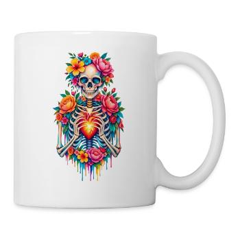 Blüten-Skull Herzfeuer - Tasse - Weiß - Rechts