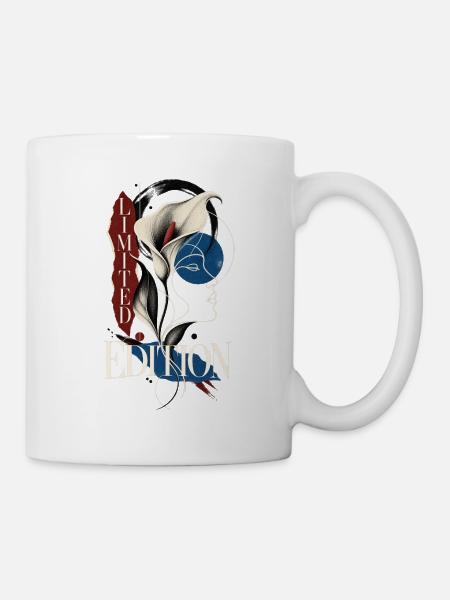 Limited Edition abstrakte Calla Kunst - Tasse - Weiß