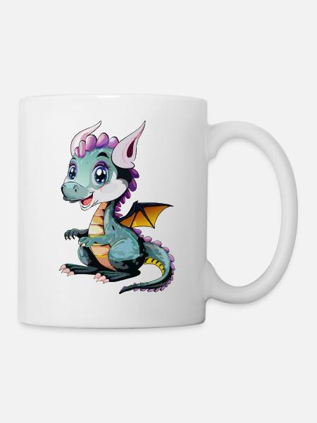 Süßer kleiner Drache grünes Baby Vektor Design - Tasse - Weiß