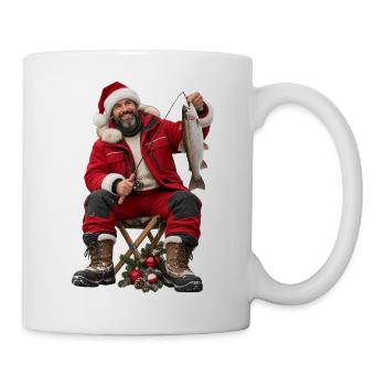 Weihnachtsfischer mit Fang - Tasse - Weiß - Rechts