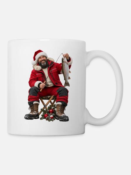 Weihnachtsfischer mit Fang - Tasse - Weiß
