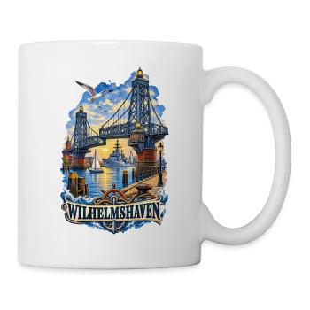 Wilhelmshaven Hafenbrücke Motiv - Tasse - Weiß - Rechts