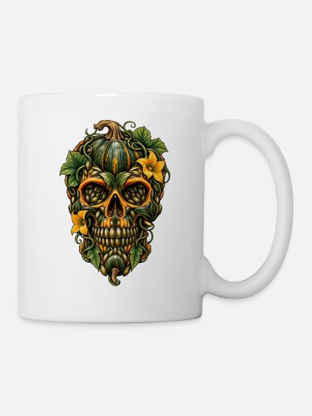 Ölkürbis Skull - Tasse - Weiß