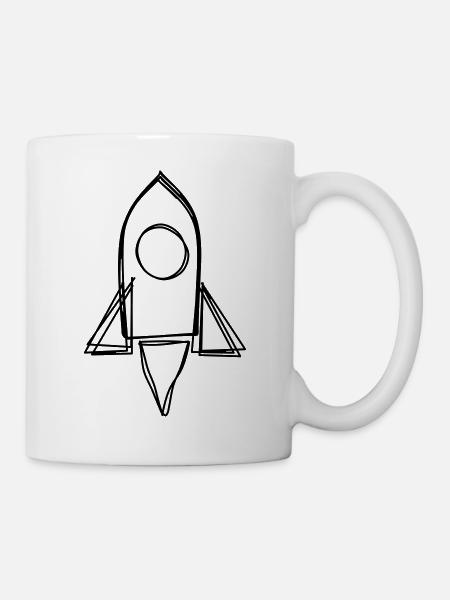 Rakete handgezeichnet - Tasse - Weiß