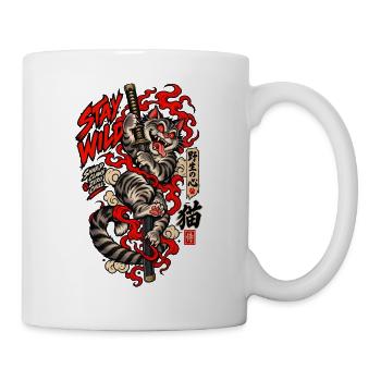 Stay Wild Katze mit Schwert - Tasse - Weiß - Rechts