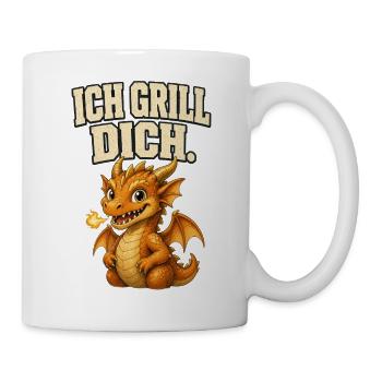 Ich grill dich Drache - Tasse - Weiß - Rechts