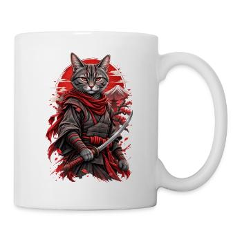 Samurai Katze - Tasse - Weiß - Rechts