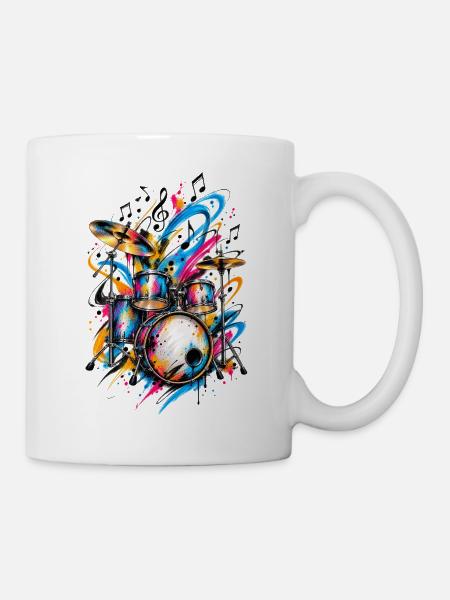 Schlagzeug Drums - Tasse - Weiß