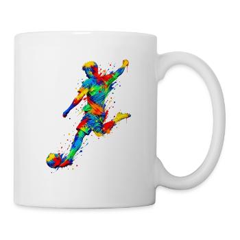 Fußballspieler im Splash-Art Fußball - Tasse - Weiß - Rechts