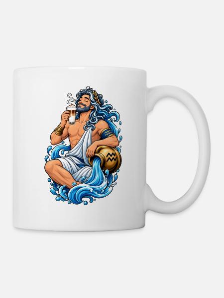 Wassermann mit Latte Macchiato - Tasse - Weiß