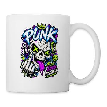 Neon Punk Schädel Grafik - Tasse - Weiß - Rechts