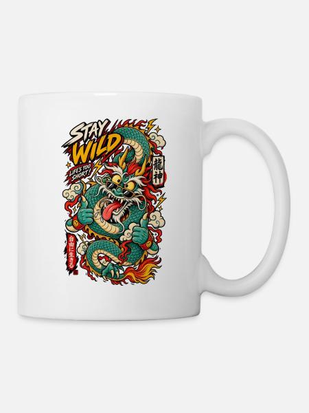 Wilder Drachen-Tattoo Stay Wild - Tasse - Weiß