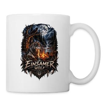 Einsamer Wolf im Mondlicht Wald - Tasse - Weiß - Rechts