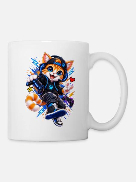 Gaming Katze – Gamer Cat - Tasse - Weiß