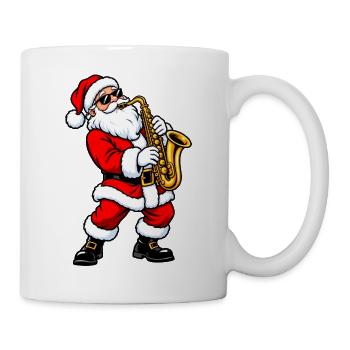 Weihnachtsmann mit Saxophon - Tasse - Weiß - Rechts