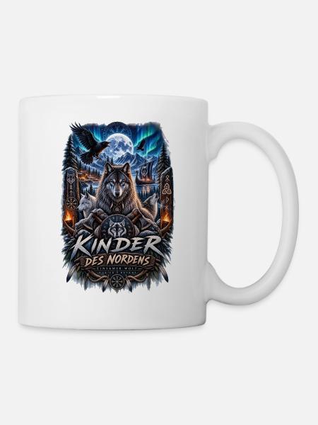 Nordischer Wolf im Wikinger-Setting - Tasse - Weiß