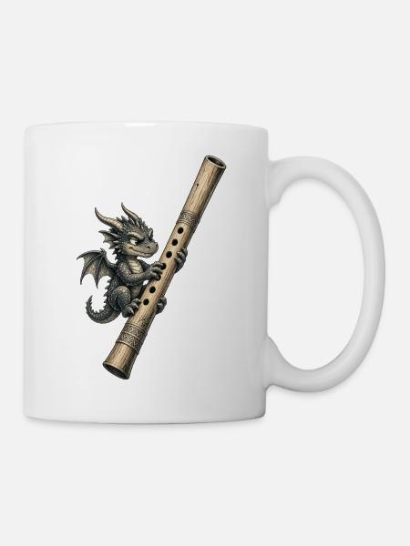 Der Flötendrache, Design - Tasse - Weiß