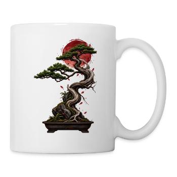 Bonsai unter rotem Mond - Tasse - Weiß - Rechts