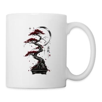 Roter Bonsai im Mondkreis - Tasse - Weiß - Rechts