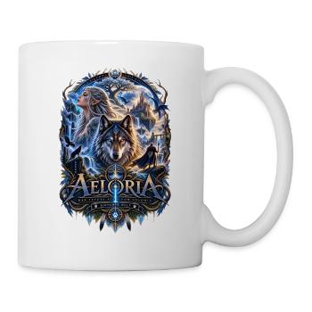 Der letzte Atem von Aeloria Fantasy Wolf - Tasse - Weiß - Rechts