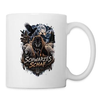 Schwarzes Schaf Wolf Dark Fantasy Shirt - Tasse - Weiß - Rechts