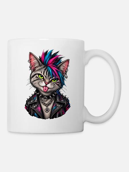 Punk Katze - Tasse - Weiß
