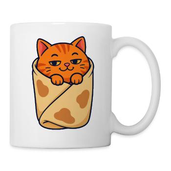 Orangefarbene getigerte Katze eingewickelt wie ein Burrito - Tasse - Weiß - Rechts