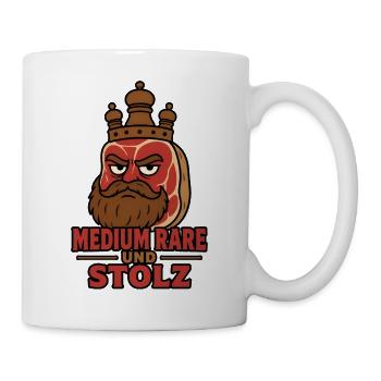 Medium rare und stolz – Grantiges Steak T-Shirt - Tasse - Weiß - Rechts