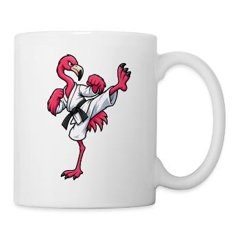 Flamingo beim Karate - Tasse - Weiß - Rechts