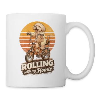 Maltipoo auf Bonanza-Rad – Rolling mit Kumpel - Tasse - Weiß - Rechts