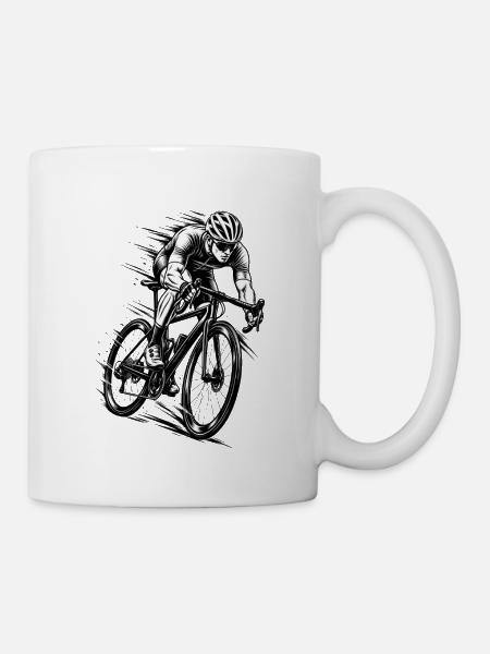 Rennradfahrer in voller Geschwindigkeit - Tasse - Weiß