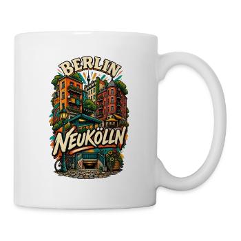 Berlin Neukölln – Buntes Kiez Design - Tasse - Weiß - Rechts