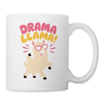Drama Llama – Lustiges Lama mit Herzbrille - Tasse - Weiß - Rechts