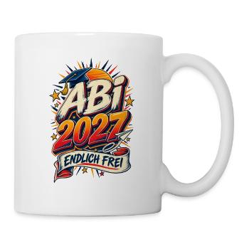 Abi 2027 Endlich frei Retro Vintage - Tasse - Weiß - Rechts