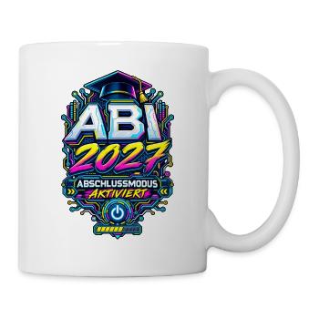 Abi 2027 Abschlussmodus aktiviert – Tech Retro - Tasse - Weiß - Rechts