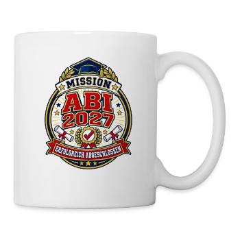 Mission Abi 2027 erfolgreich abgeschlossen – Badge - Tasse - Weiß - Rechts