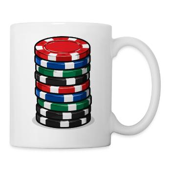 Pokerchip Stack Farbexplosion - Tasse - Weiß - Rechts